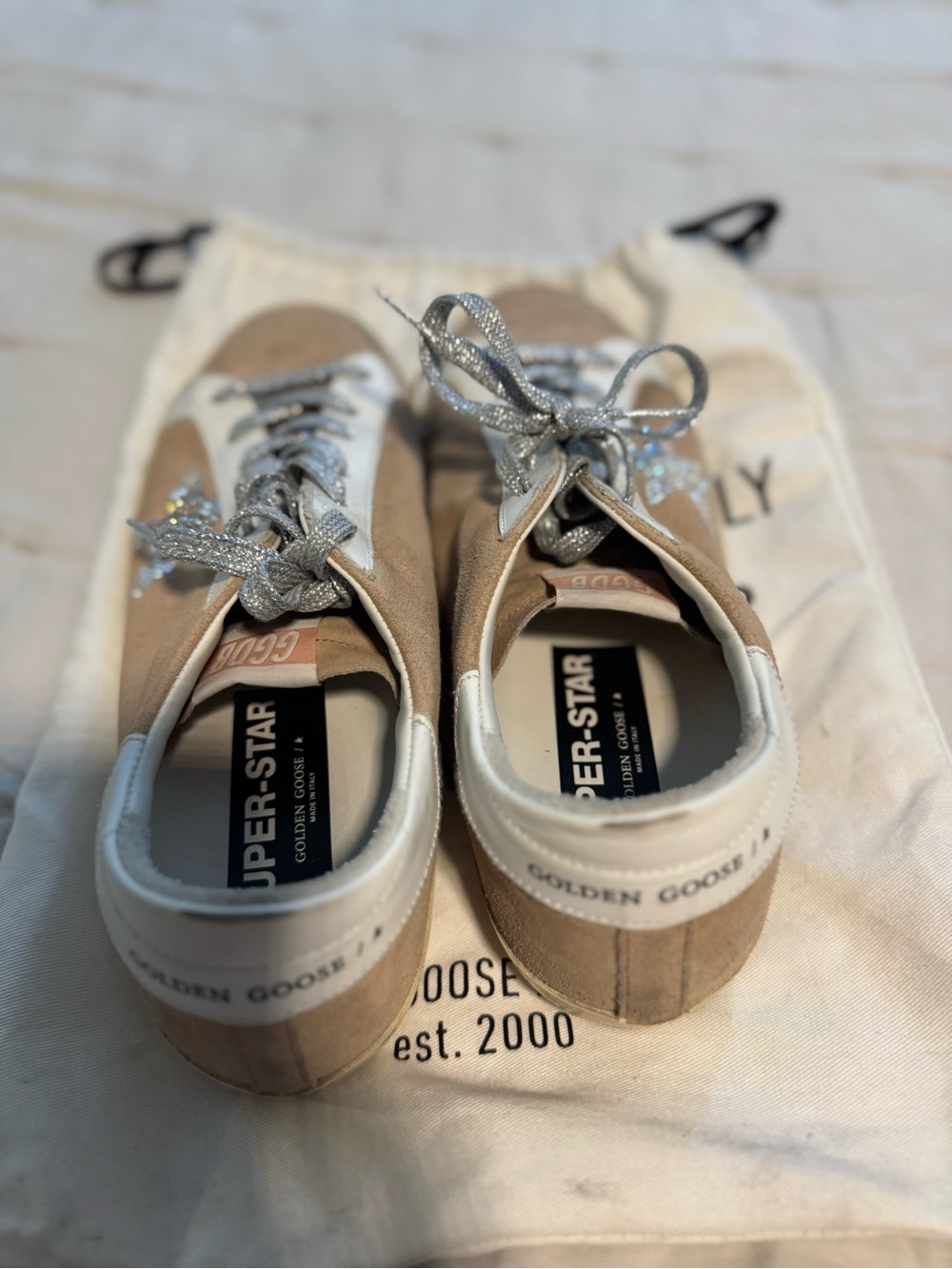 Golden Goose Superstar Suede with Crystal Leather Low-Top Sneakers - Picture 6 of 10